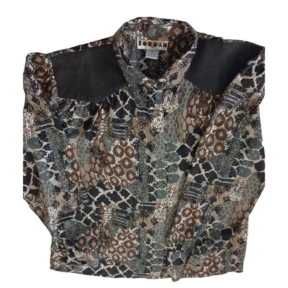 Jordan Women's Paisley  Aztec Long‎ sleeve Butttons Blouse Size 13-14 Polyester